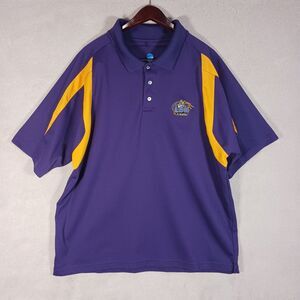 LSU TIGERS NCAA By KA Purple Polo Sz XL Embroidered Logo Gold Accents Gameday